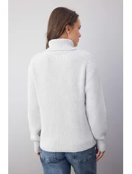 Wardrobe Essentials Light Gray Soft-Textured Knit Sweate - 3