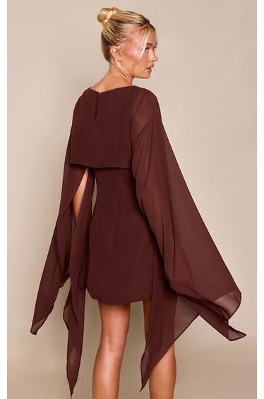 Chocolate Cape Detail Mini Dress product thumbnail 3