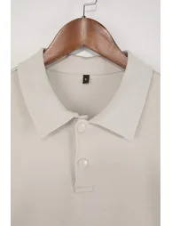 Stone Regular/Normal Cut Soft Button Polo Neck T-Shirt - 4