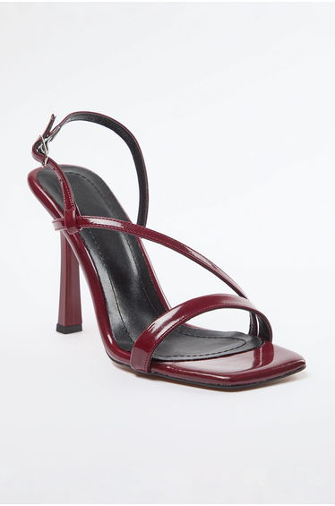 Dark Burgundy Patent Leather Strappy Women's Heeled Sandals product thumbnail 4