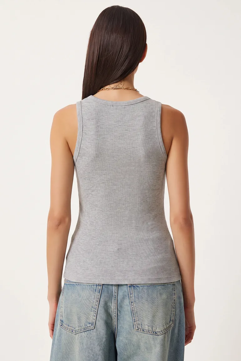 ISTANBUL Fitted Cotton U Collar Tank Top - 2