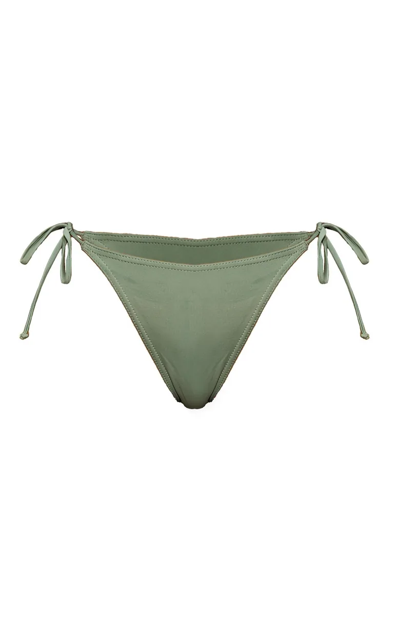 Pale Khaki Mix & Match Tie Side Bikini Bottoms - 2