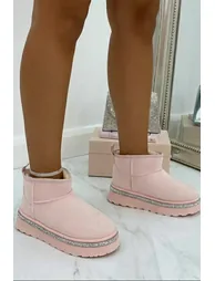 Lemonade Crystal Trim Platform Ultra Mini Snugg Boots Baby Pink - 6
