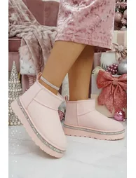 Lemonade Crystal Trim Platform Ultra Mini Snugg Boots Baby Pink - 9