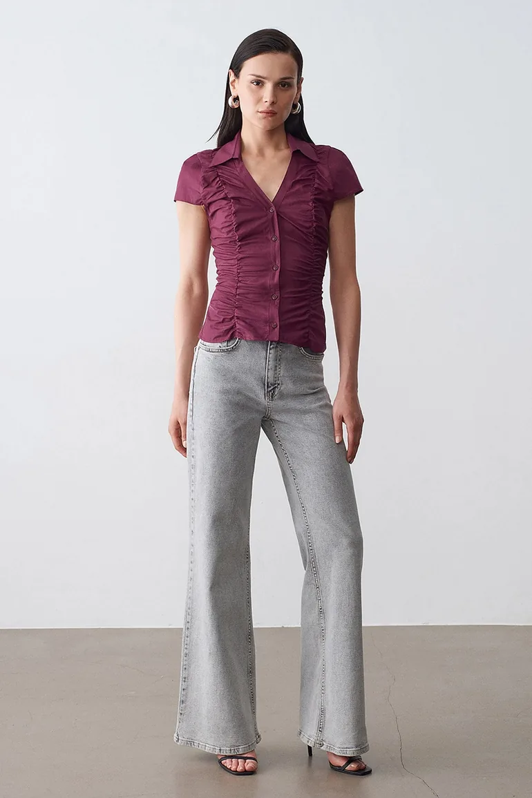 DILVIN Fitted Cotton Poplin Button Shirt