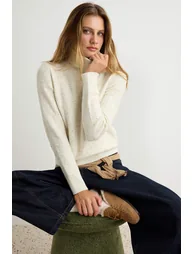 Stone Sequined High Neck Knitwear Sweater
