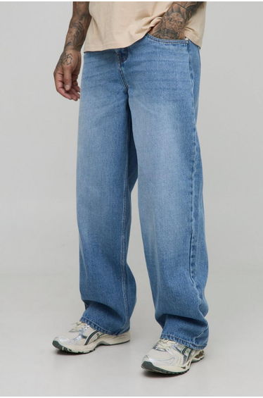 Tall Drop Pocket Detail Relaxed Fit Jeans - mid wash