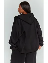 Plus Black Full Zip Sweat Hoodie - 2