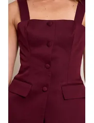 Dark Plum Button Detail Corset Waistcoat - 3