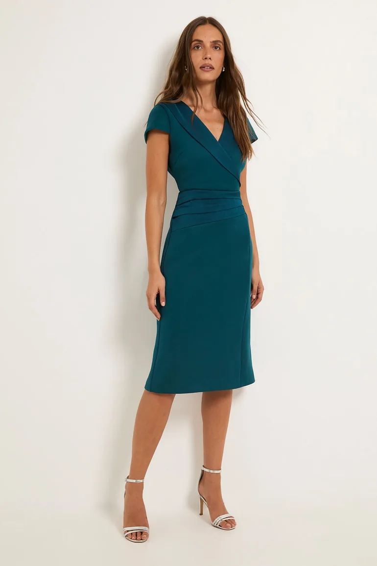 Scuba Collar Detail Pencil Dress