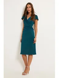 Scuba Collar Detail Pencil Dress - 1