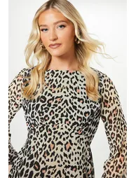 Debut London By Coast Animal Print Blouson Sleeve Georgette Midi Dress - multi - 3