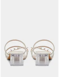 Embellished Transparent Block Heel Sandals - 3
