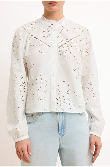 White Scallop Cat Staircase Boho Shirt product thumbnail 3