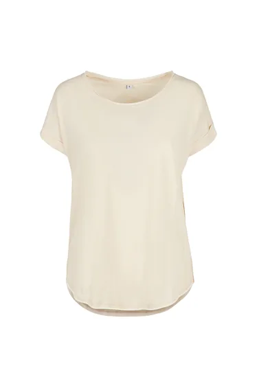 Womens/Ladies Long Slub T-Shirt - White Sand