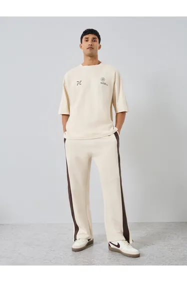 Men Beige Striped Relaxed Joggers