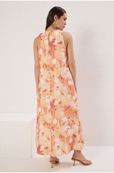 Orange Tropical Straight Cut Maxi Woven Dress product thumbnail 4