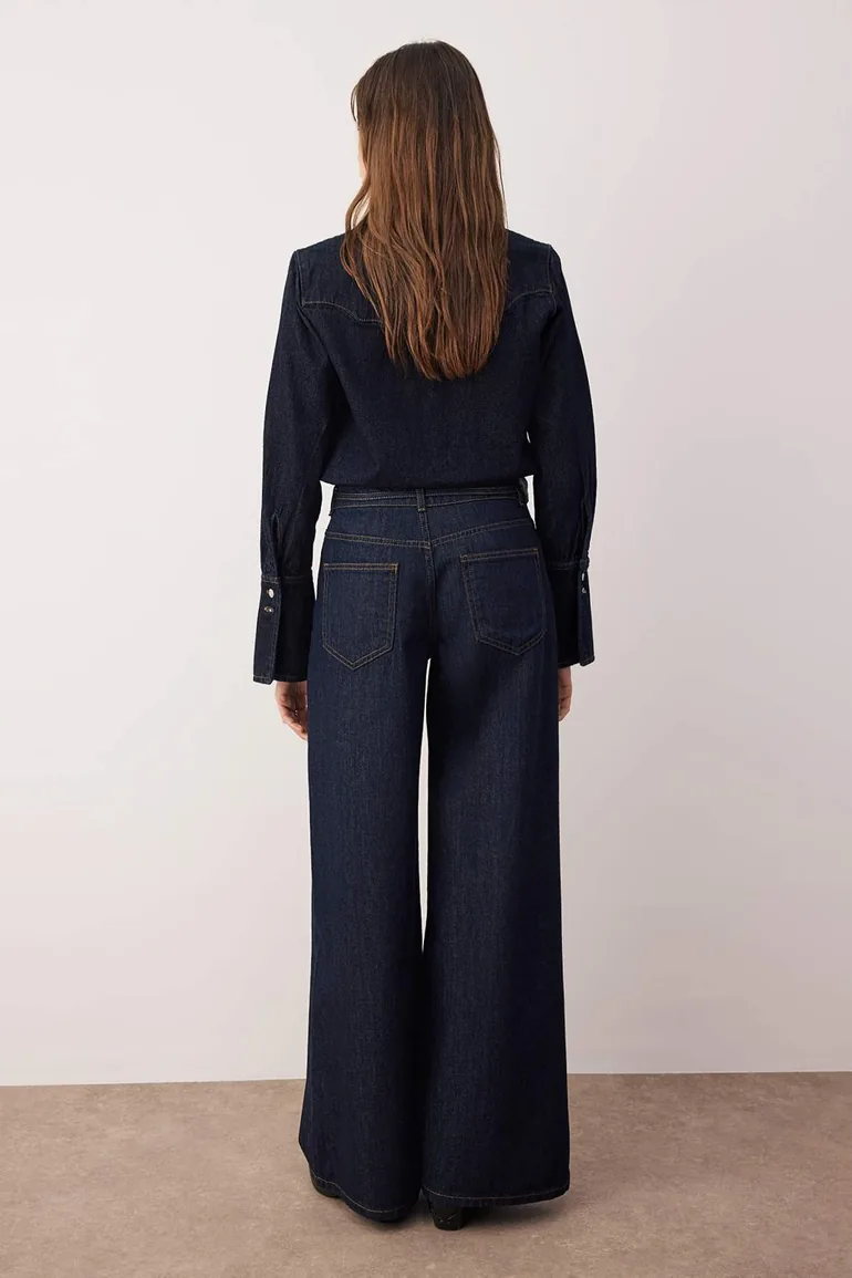 Dark Blue High Waist Jeans - 2