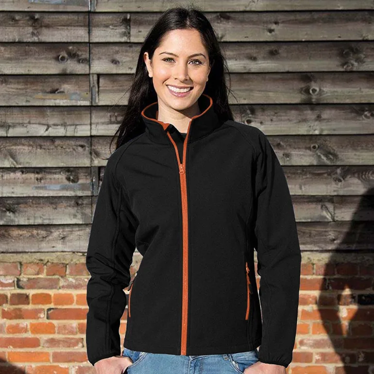 Result Womens/Ladies Core Printable Softshell Jacket - Black /Orange
