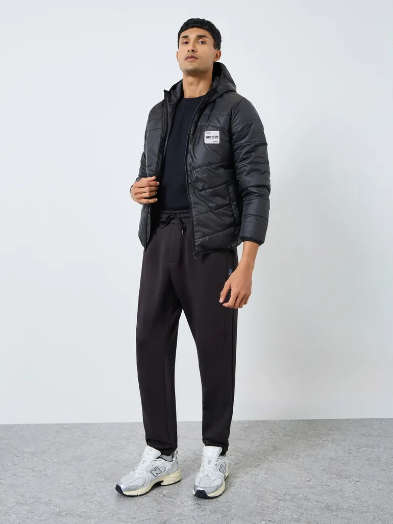 Men Oversized Fit Solid Hooded Puffer Jacket