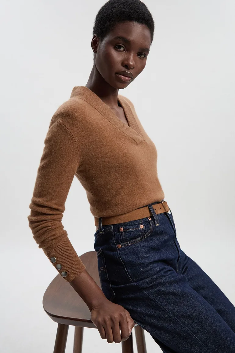 Cashmere V Neck Knitted Jumper