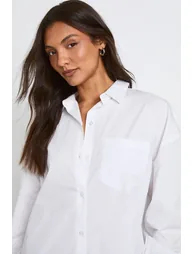Tall Oversized Cotton Poplin Shirt - white - 3