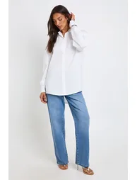 Tall Oversized Cotton Poplin Shirt - white