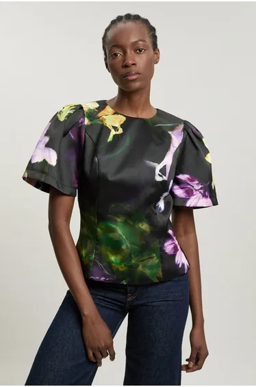 Floral Print Twill Top