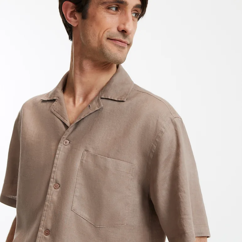 Short Sleeve Linen Shirt - 2