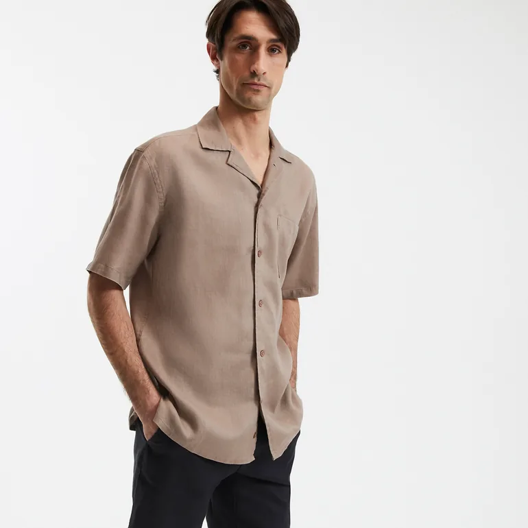 Short Sleeve Linen Shirt - 1