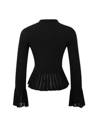 Black Sleeves Detailed Fitted/Bodycon Knitwear Cardigan - 5