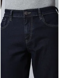 Mid Rise Plain Regular Fit Jeans - 4