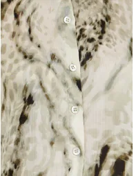 Animal Print Collared Oversized Shirt - 4