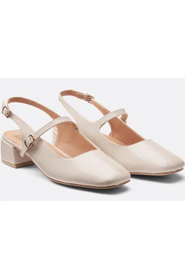 Patent Mary Jane Ballet Pumps with Small Heel