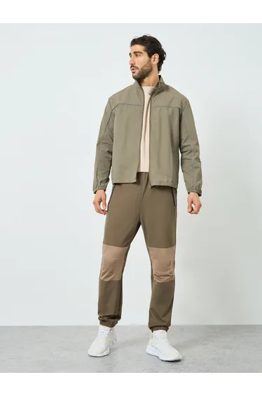 Men Olive Lightweight Zip-Up Track Jacket