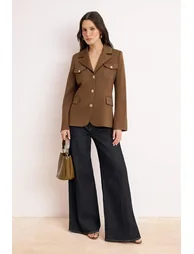 Mink Buttoned Woven Jacket - 1