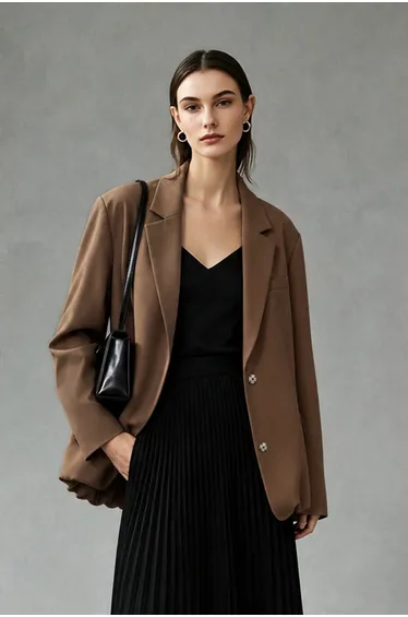 Notched Lapel Bloom Hem Blazer
