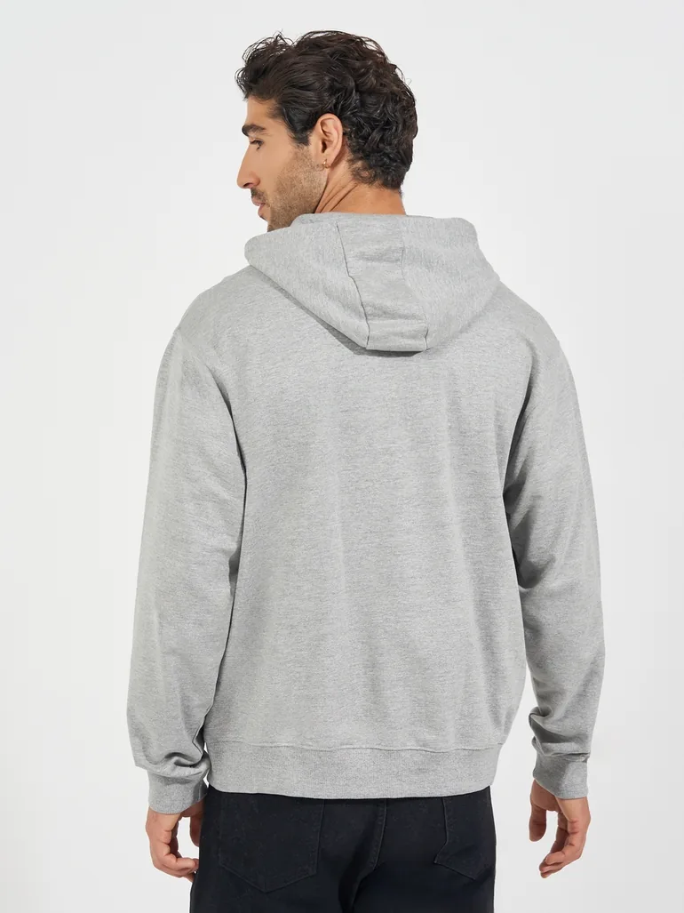 Minimal Print Relaxed Fit Hoodie - 3