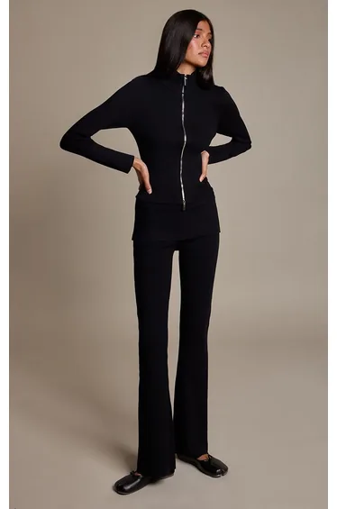 Black Skirt Overlay Knitted Leggings