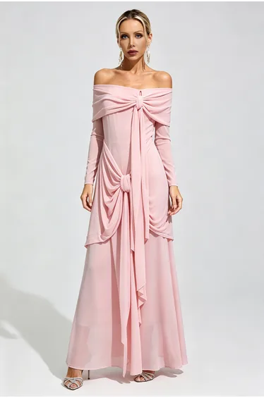 Hadleigh Pink Off-Shoulder Maxi Dress