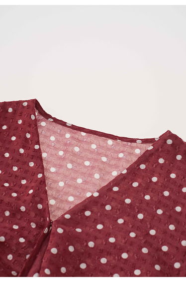 Polka Dot Tie-Waist Crop Top in Red product thumbnail 2
