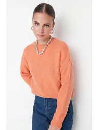 Salmon Wide Fit Soft Textured Basic Knitwear Sweater - 2