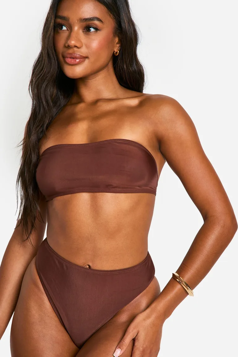 Mix & Match High Waist Bikini Brief - brown - 1