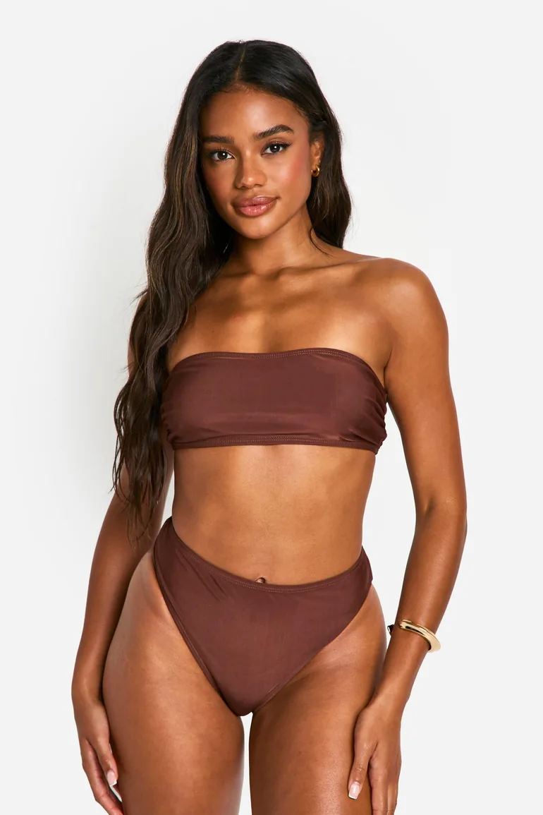 Mix & Match High Waist Bikini Brief - brown