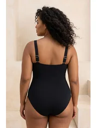 Black Gold Accessory Gathered Plus Size Swimsuit - 2