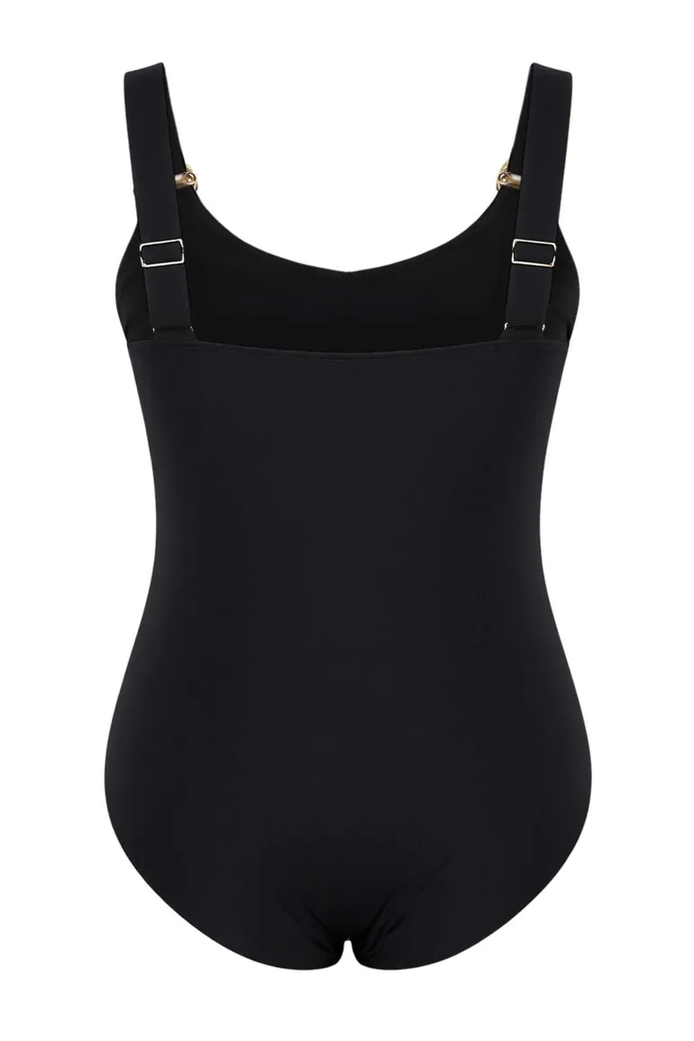 Black Gold Accessory Gathered Plus Size Swimsuit - 4