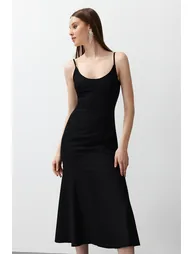 Black Column Midi Dress