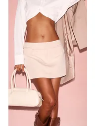 Stone Tailored Woven Double Waistband Mini Skirt - 4