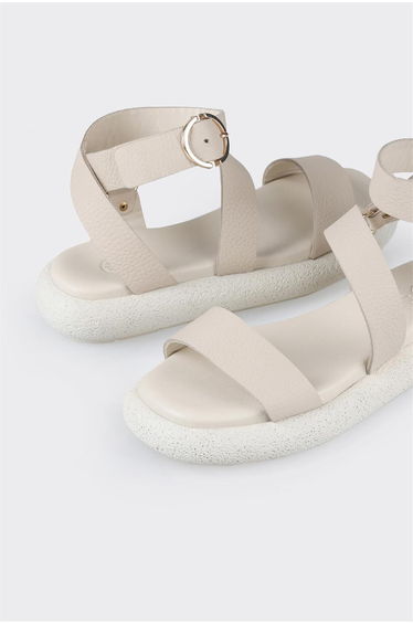Beige Leather Women's Sports Sandals product thumbnail 4