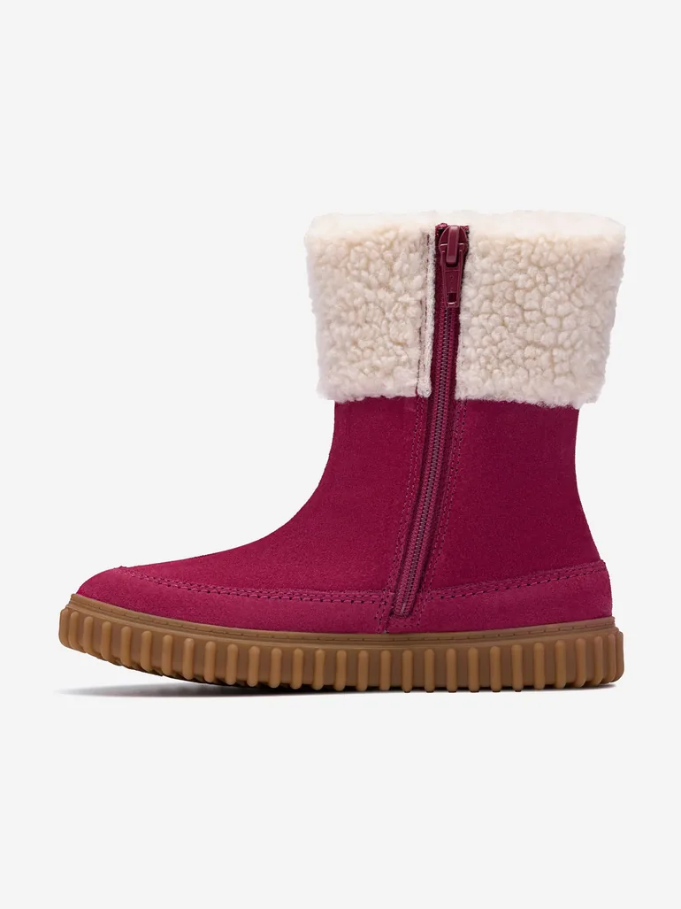 Clarks Girls Suede Cove Snug Boots in Pink - 3